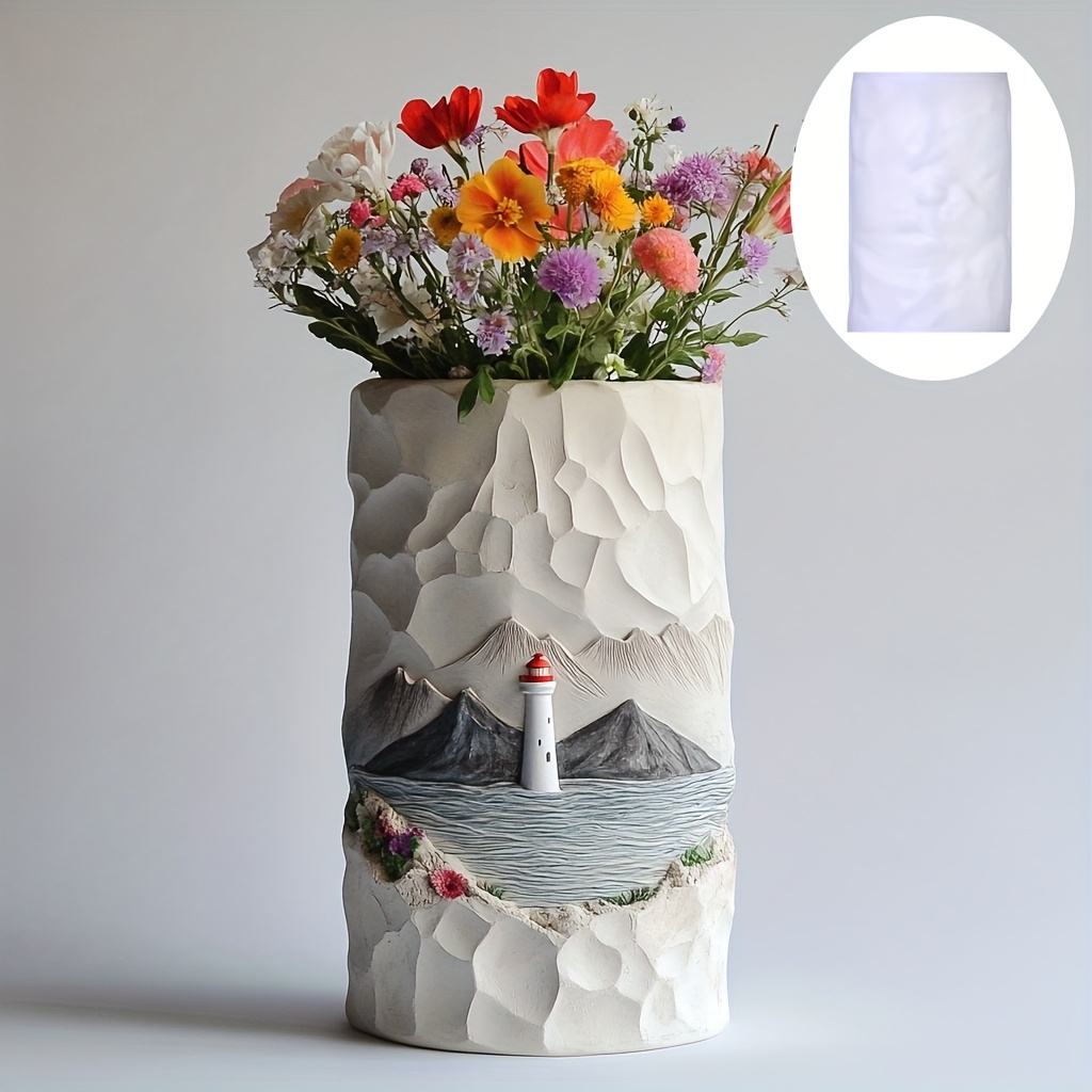 Resin Ocean Wave Mold - منارة البحر الإغاثة زهرة النبات زهرية