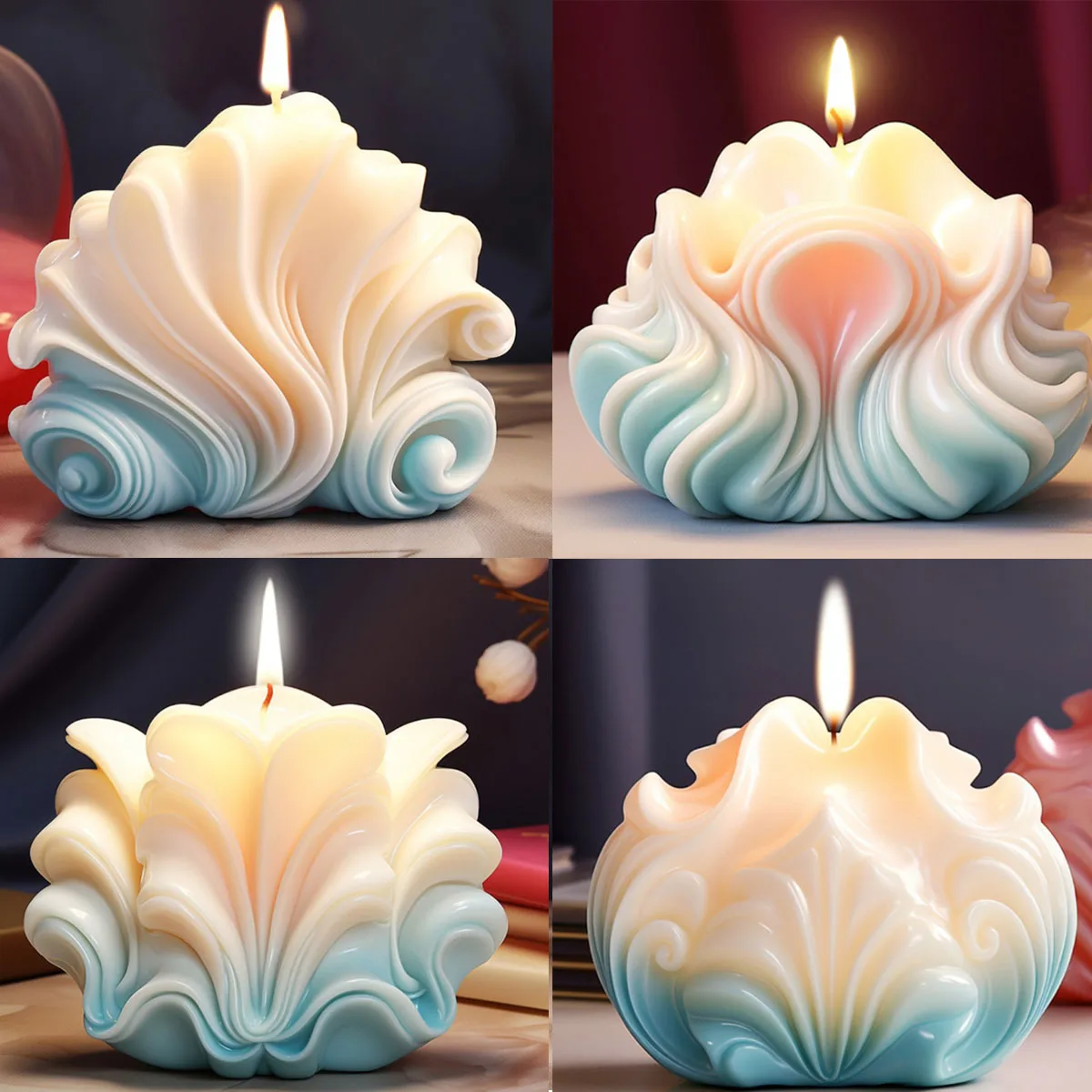 Resin Ocean Wave Mold - قالب سيليكون كبير على شكل صدفة